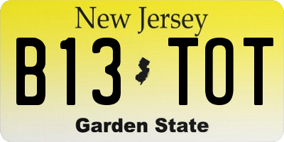 NJ license plate B13TOT