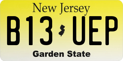NJ license plate B13UEP