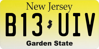 NJ license plate B13UIV