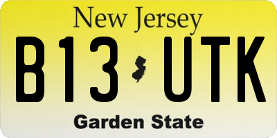 NJ license plate B13UTK