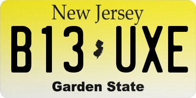 NJ license plate B13UXE