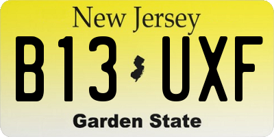 NJ license plate B13UXF