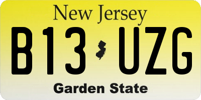 NJ license plate B13UZG