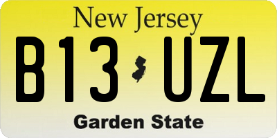NJ license plate B13UZL