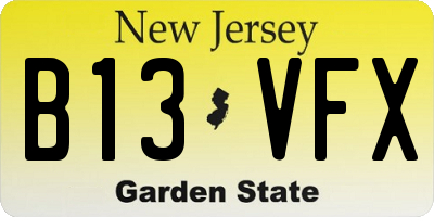 NJ license plate B13VFX