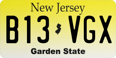 NJ license plate B13VGX