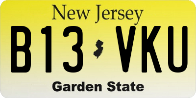 NJ license plate B13VKU