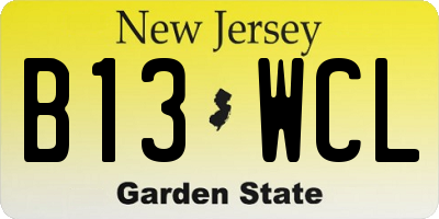NJ license plate B13WCL