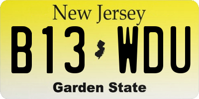 NJ license plate B13WDU