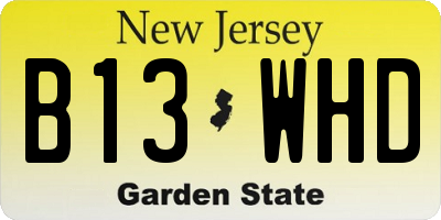 NJ license plate B13WHD