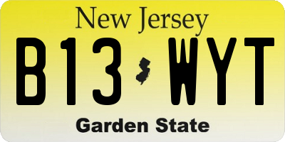 NJ license plate B13WYT