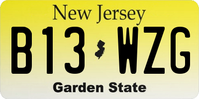 NJ license plate B13WZG