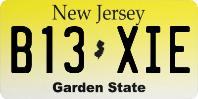 NJ license plate B13XIE