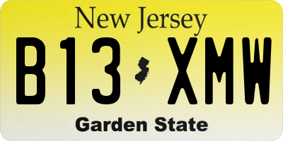 NJ license plate B13XMW