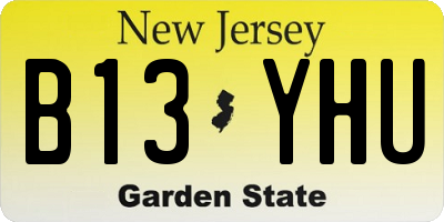 NJ license plate B13YHU