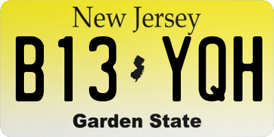 NJ license plate B13YQH