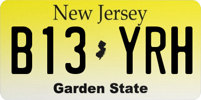 NJ license plate B13YRH
