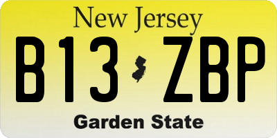 NJ license plate B13ZBP