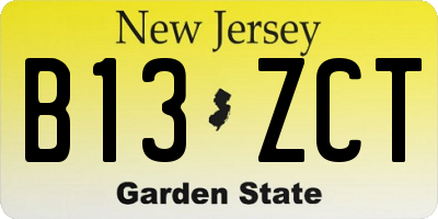 NJ license plate B13ZCT