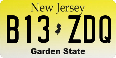 NJ license plate B13ZDQ