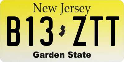 NJ license plate B13ZTT