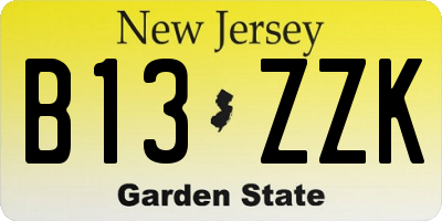NJ license plate B13ZZK