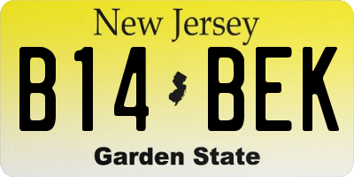 NJ license plate B14BEK