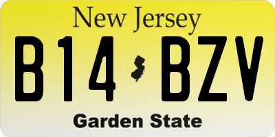 NJ license plate B14BZV