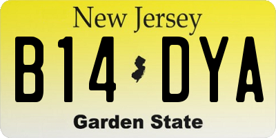 NJ license plate B14DYA