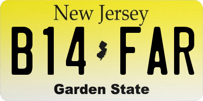 NJ license plate B14FAR