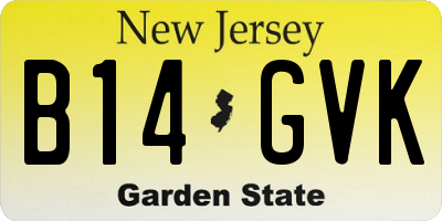 NJ license plate B14GVK