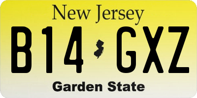 NJ license plate B14GXZ
