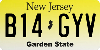 NJ license plate B14GYV