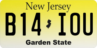 NJ license plate B14IOU