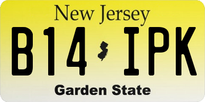 NJ license plate B14IPK