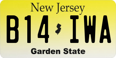 NJ license plate B14IWA