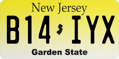 NJ license plate B14IYX