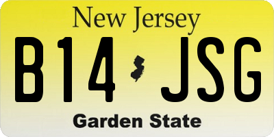 NJ license plate B14JSG