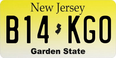 NJ license plate B14KGO
