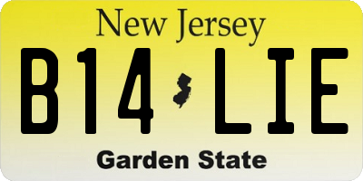 NJ license plate B14LIE