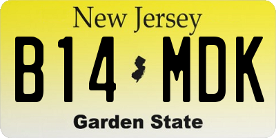 NJ license plate B14MDK