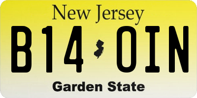 NJ license plate B14OIN