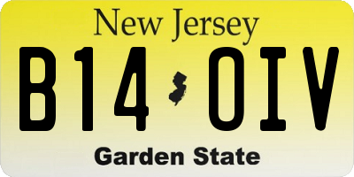 NJ license plate B14OIV