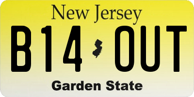 NJ license plate B14OUT