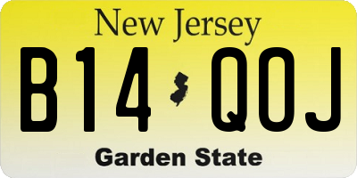 NJ license plate B14QOJ