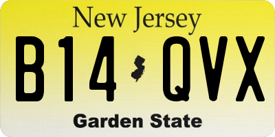 NJ license plate B14QVX