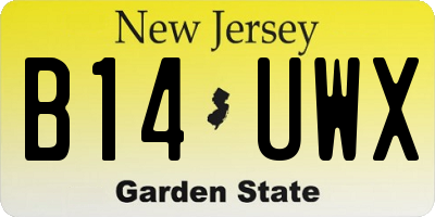 NJ license plate B14UWX