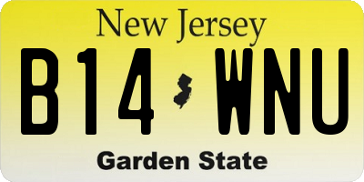 NJ license plate B14WNU