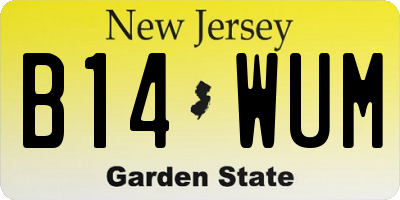 NJ license plate B14WUM