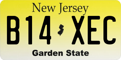 NJ license plate B14XEC